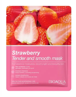 Маска для лица тканевая BIOAQUA Strawberry Tender and Smooth Mask тонизирующая, с экстрактом клубники 508 фото