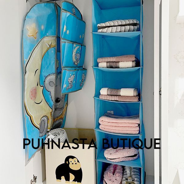 Кофр підвісний Handy Home Ведмедик блакитний 6 секцій 30х30х120 см (UC-104) UC-104 фото