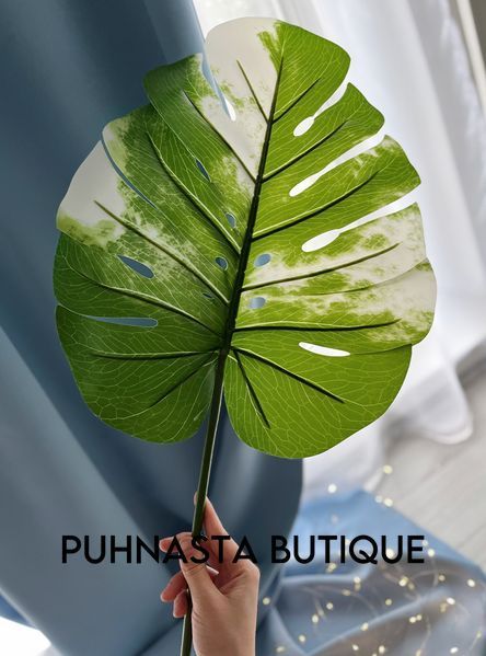 Штучне листя Engard Monstera Alba зелене 73 см (TW-54) TW-54 фото