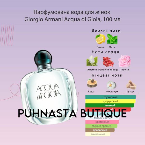 Парфюмерная вода для женщин Giorgio Armani Acqua di Gioia, 100 мл 259 фото