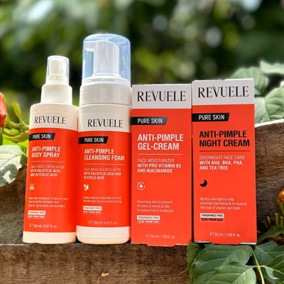 Набір для проблемної шкіри Revuele Pure Skin Anti-Pimple (пінка, крем-гель, крем нічний, спрей) 4317 фото