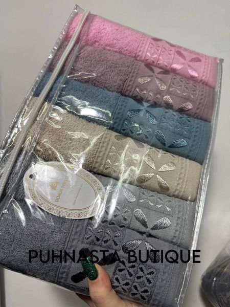 Бавовняні рушники для обличчя Doruk Tekstil Квіточка (упаковка), 6 шт 54864 фото
