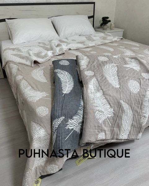 Муслиновое покрывало Перья Malloory Home Капучино 200х230 55969 фото