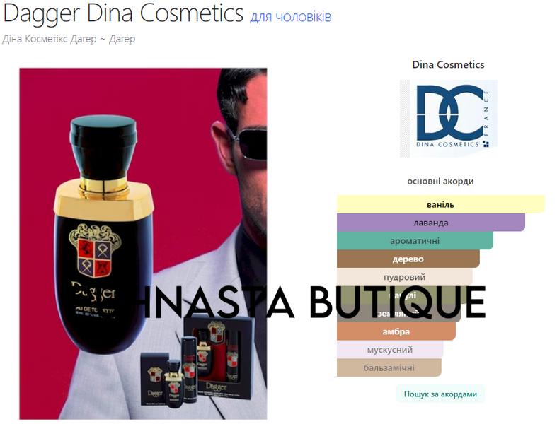 Парфюмированная вода для мужчин Dina Cosmetics Dagger, 100 мл 56979 фото