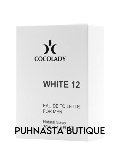 Парфумована вода для чоловіків Cocolady White 12 (версія: Lacoste Eau de Lacoste L.12.12 Blanc), 30 мл 195 фото